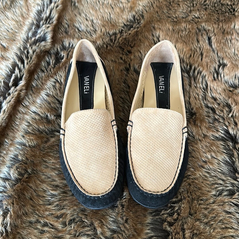 VANELI Perforated Suede Loafers. Size 9.